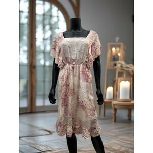 Adrienne Vittadini Dress SZ XL / Romantic Style | Midi | Pull On | Flutter Sleev